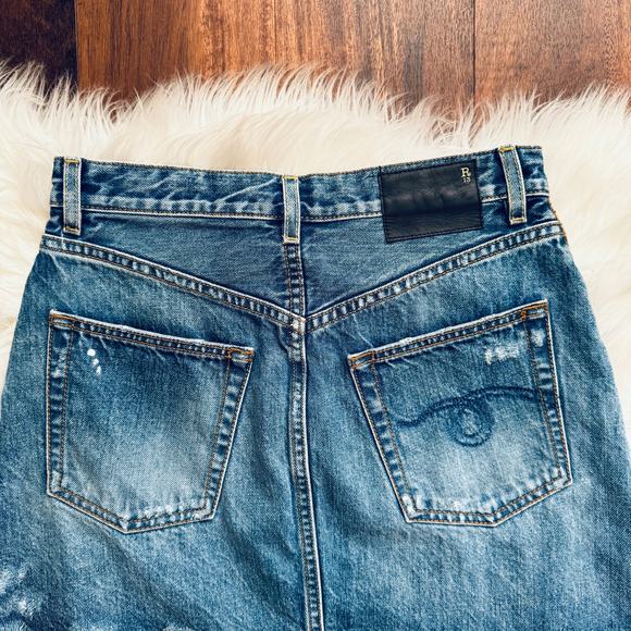 R13 Asymmetrical Distressed Skirt in Jasper Wash Size 25 - Picture 11 of 14